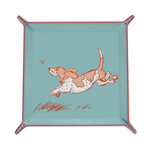 Load image into Gallery viewer, Basset Turquoise Leather Vide Poche Tray