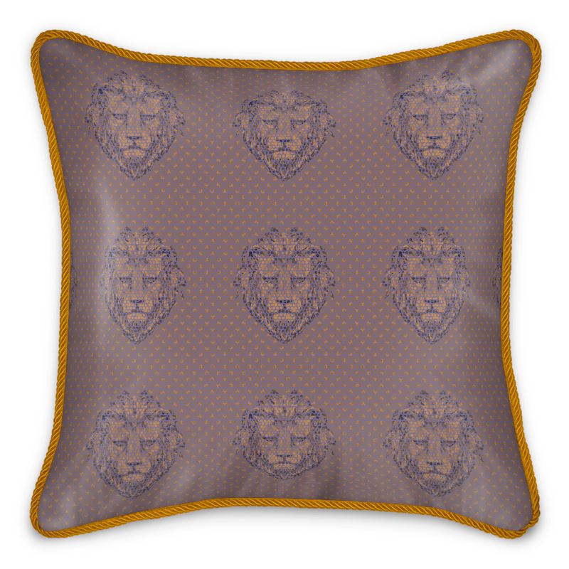 Lion Portrait Silk Throw Cushion