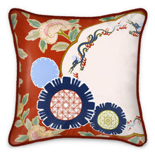 Load image into Gallery viewer, Imari Dragons &amp; Peonies Silk Throw Cushion