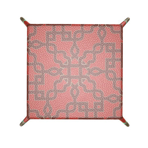 Olaf Green & Red Leather Vide Poche Tray