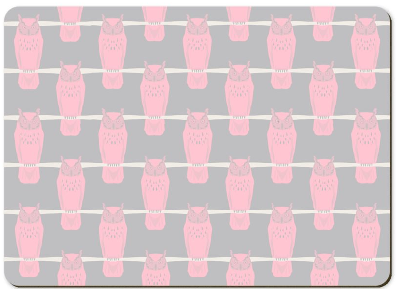 2 Placemats Pink Owls