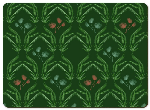 2 Placemats Palms Green & Red