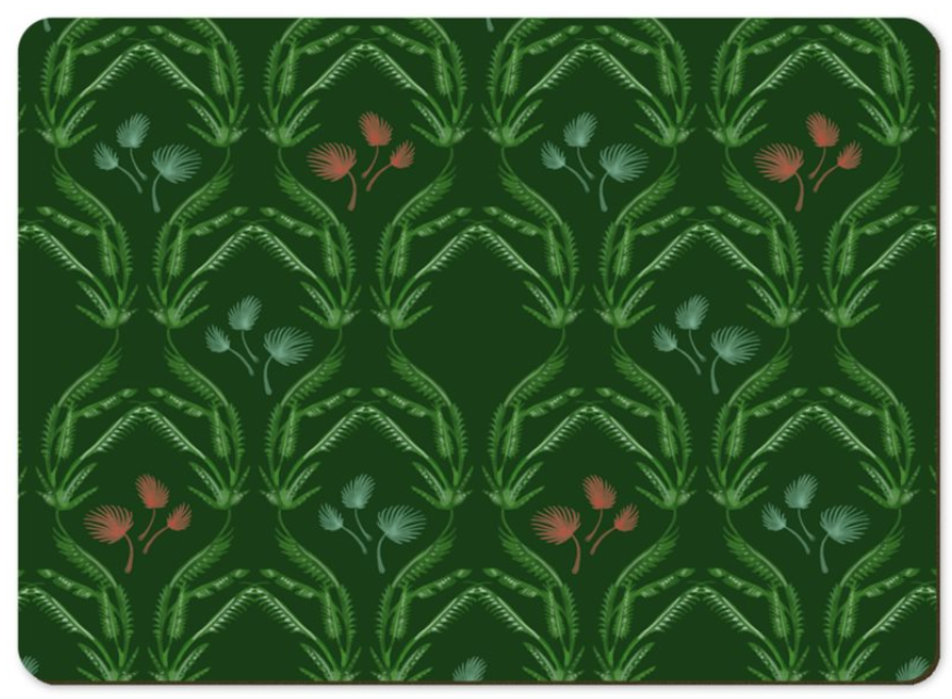 2 Placemats Palms Green & Red